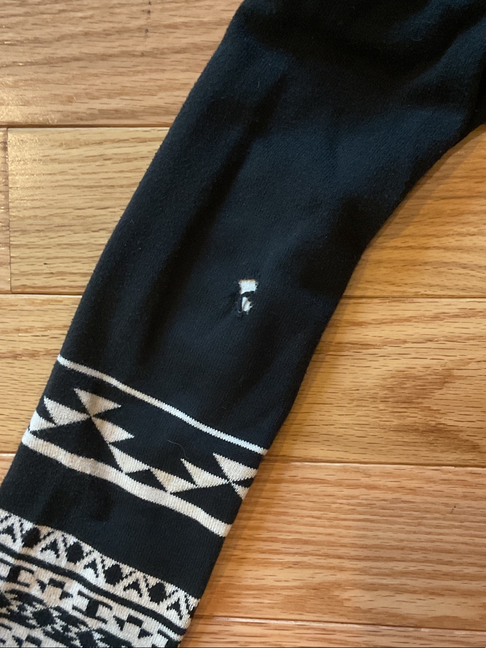 Flying Tomato Black Cream Aztec Women's Sweater Cardigan large distressed elbows - Picture 13 of 13